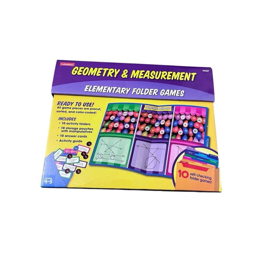 New Sealed Lakeshore Geometry & Measurement Elementary Folder Games Grades 4-5